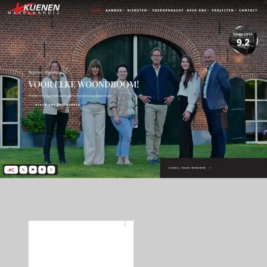 Screenshot van de website van www.kuenenmakelaardij.nl