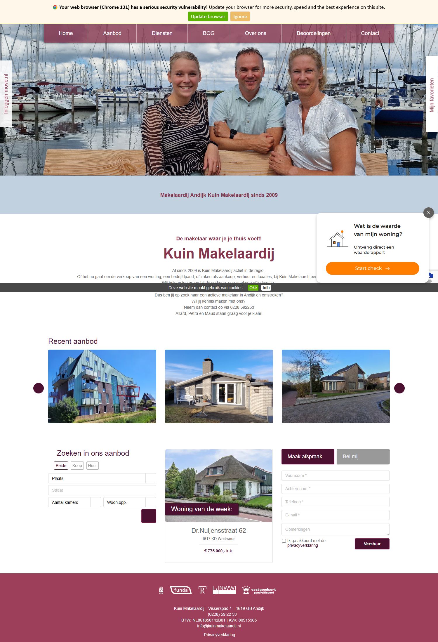 Screenshot der Website von www.kuinmakelaardij.nl