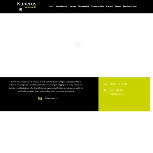 Screenshot van de website van www.kuperusmakelaardij.nl