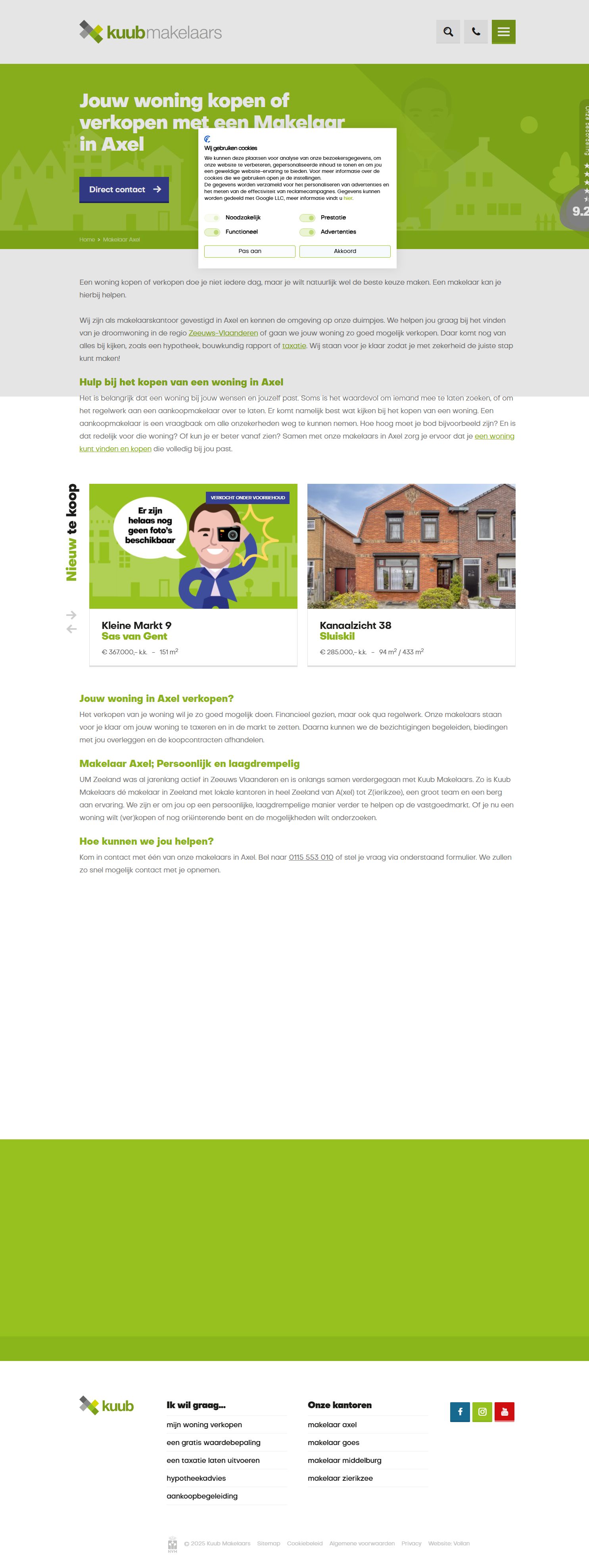 Screenshot of the website of www.kuubmakelaars.nl