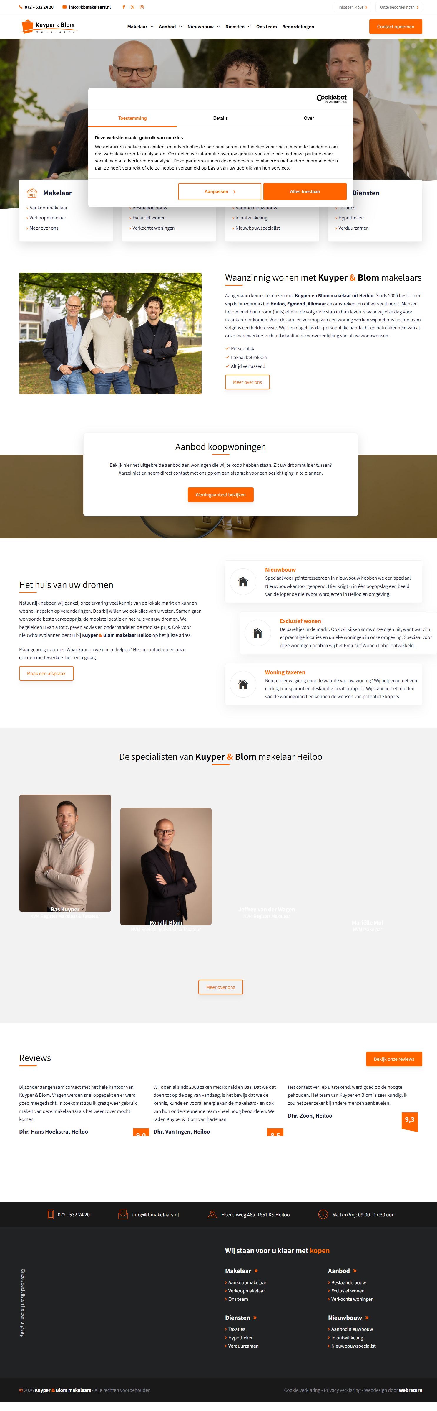 Capture d'écran du site web de www.kbmakelaars.nl