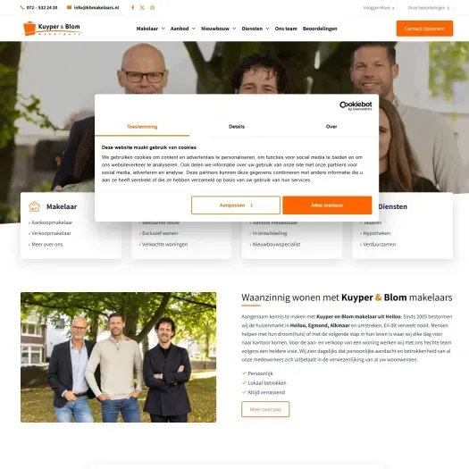 Screenshot of the website of www.kbmakelaars.nl