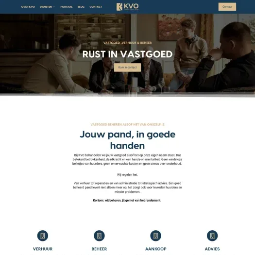 Screenshot der Website von kvovastgoed.nl