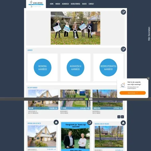 Screenshot der Website von www.kwantesmakelaardij.nl