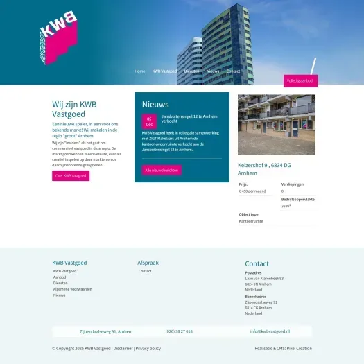 Screenshot of the website of www.kwbvastgoed.nl