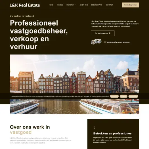 Screenshot van de website van www.lkrealestate.nl