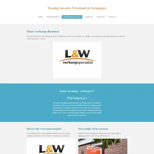 Screenshot van de website van www.woningtaxatiesfg.nl