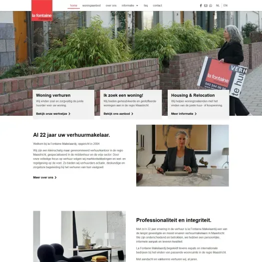 Screenshot van de website van www.lafontaine.nl