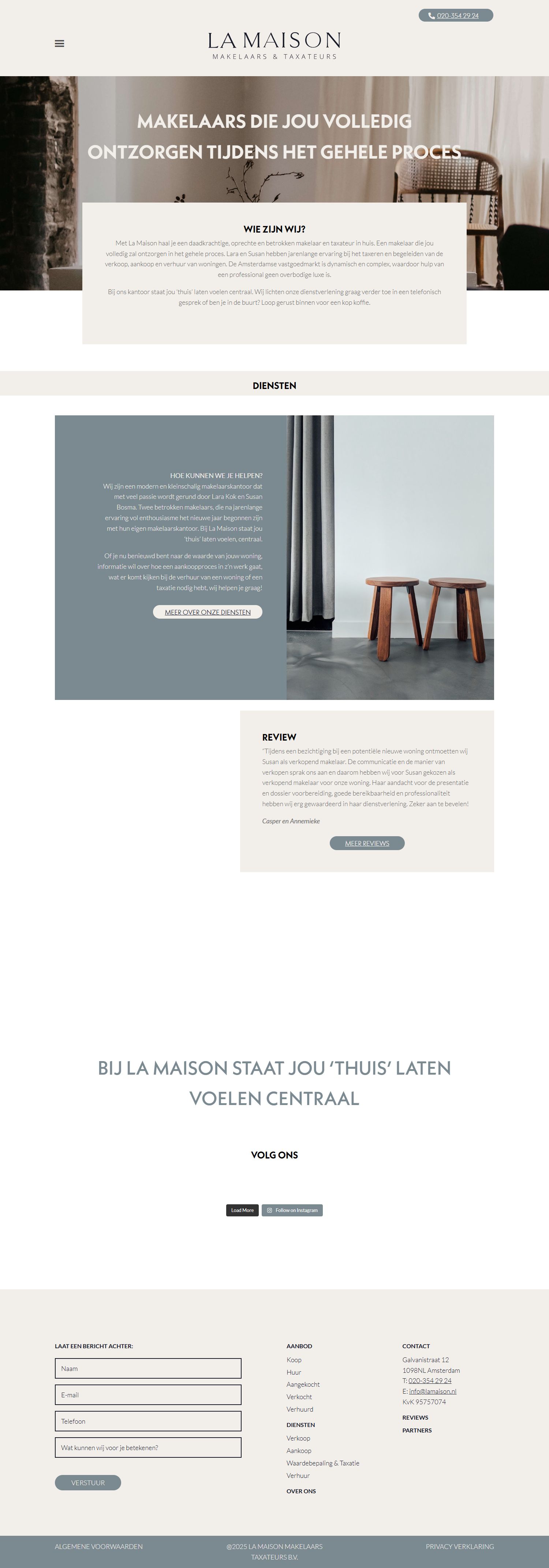 Screenshot of the website of lamaison.nl