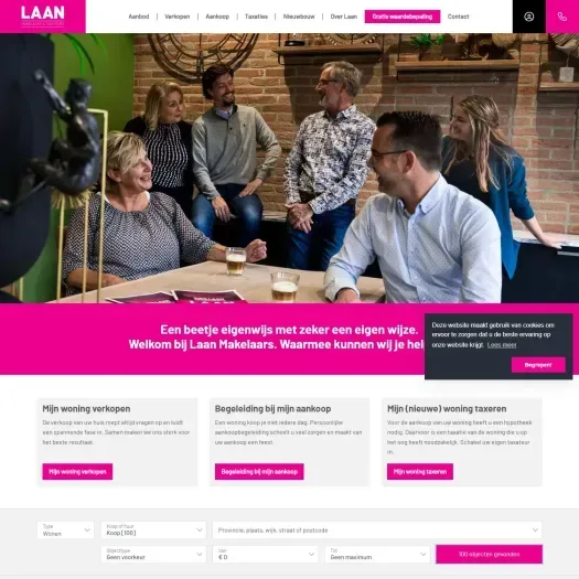 Screenshot of the website of www.laanmakelaars.nl