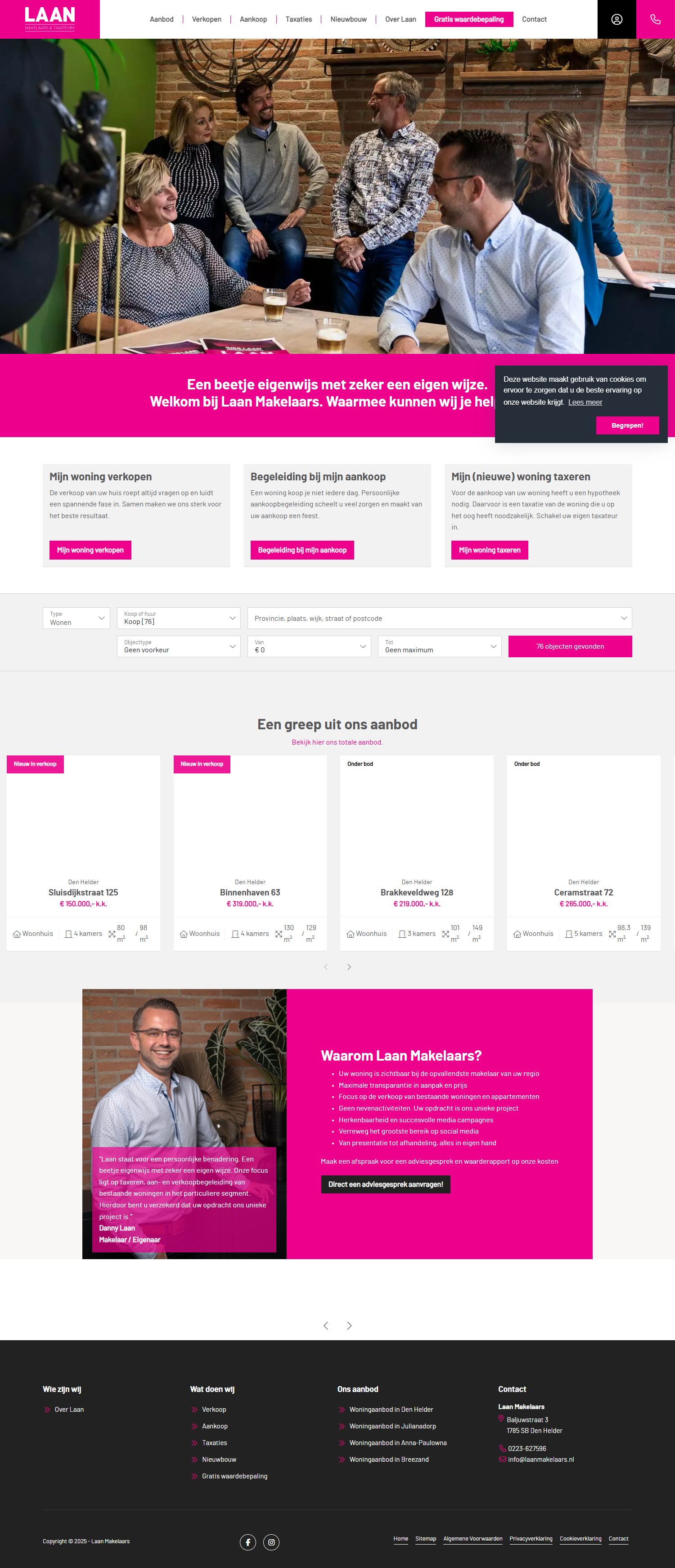 Screenshot der Website von www.laanmakelaars.nl