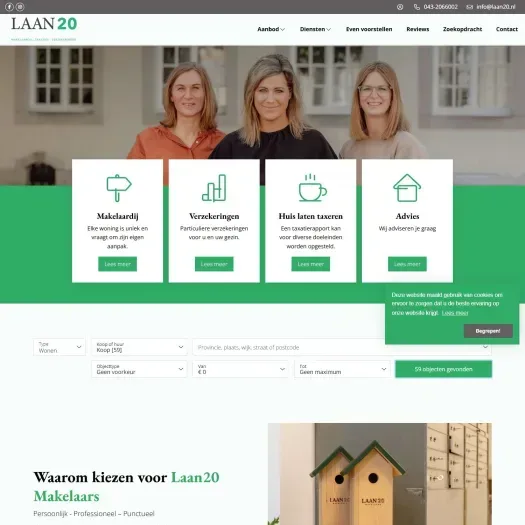 Screenshot van de website van www.laan20.nl