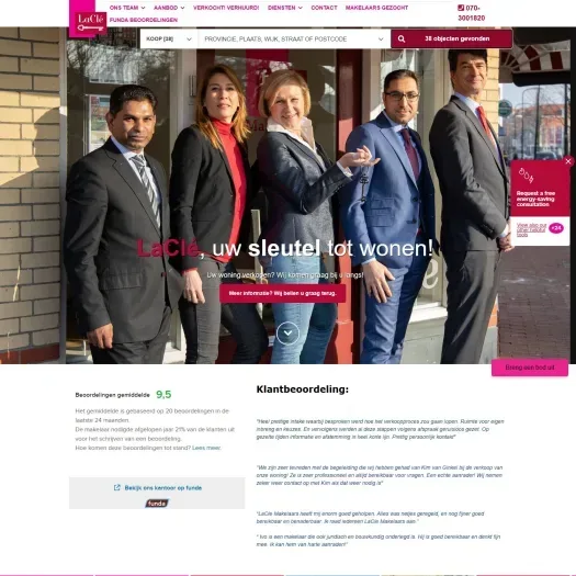 Screenshot of the website of www.laclemakelaars.nl