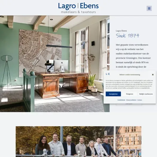 Screenshot van de website van www.lagro-ebens.nl