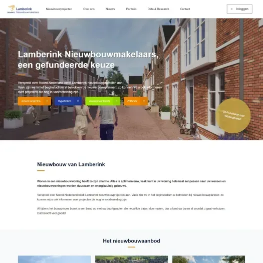 Screenshot van de website van www.lamberinknieuwbouw.nl