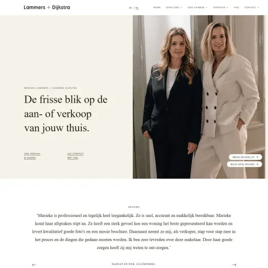 Screenshot van de website van www.ldmakelaars.nl