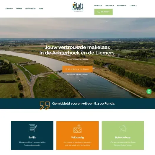 Screenshot van de website van www.lammersmakelaardij.nl