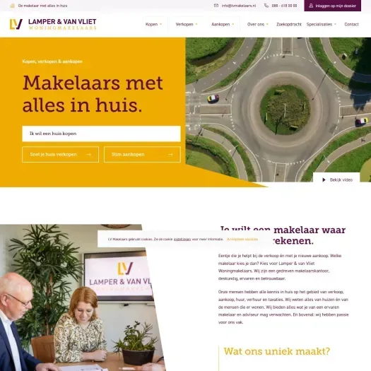 Screenshot van de website van www.lvmakelaars.nl