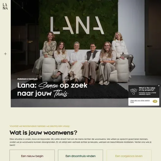 Screenshot van de website van www.lana.nl