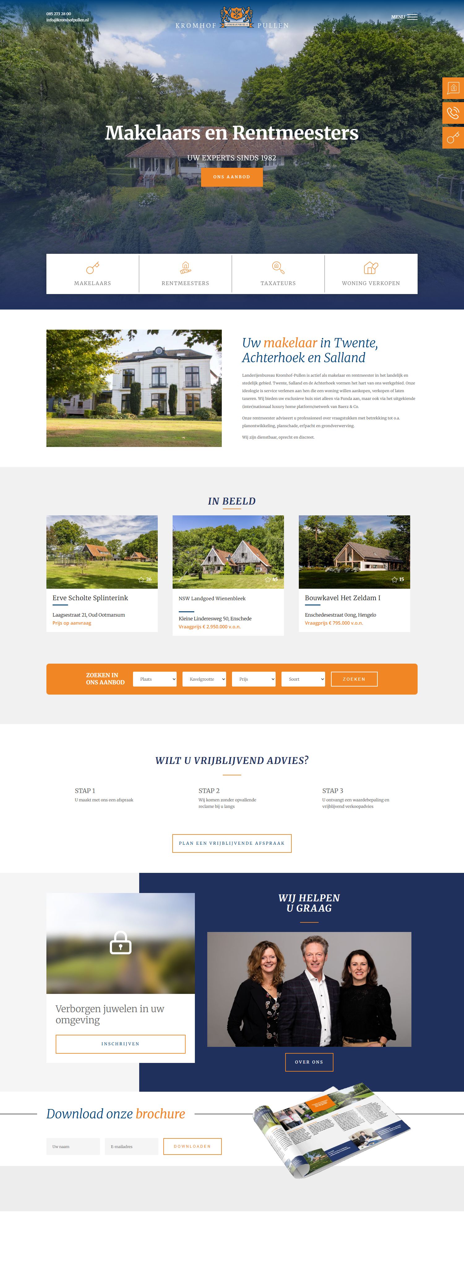 Screenshot of the website of www.kromhofpullen.nl