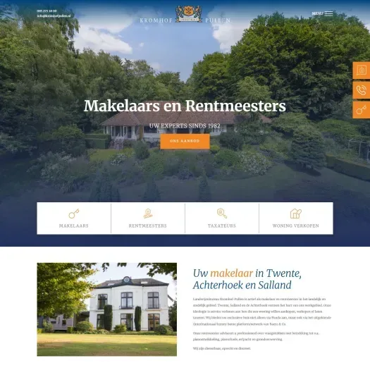 Screenshot van de website van www.kromhofpullen.nl