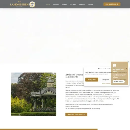 Screenshot van de website van www.landheeren.nl