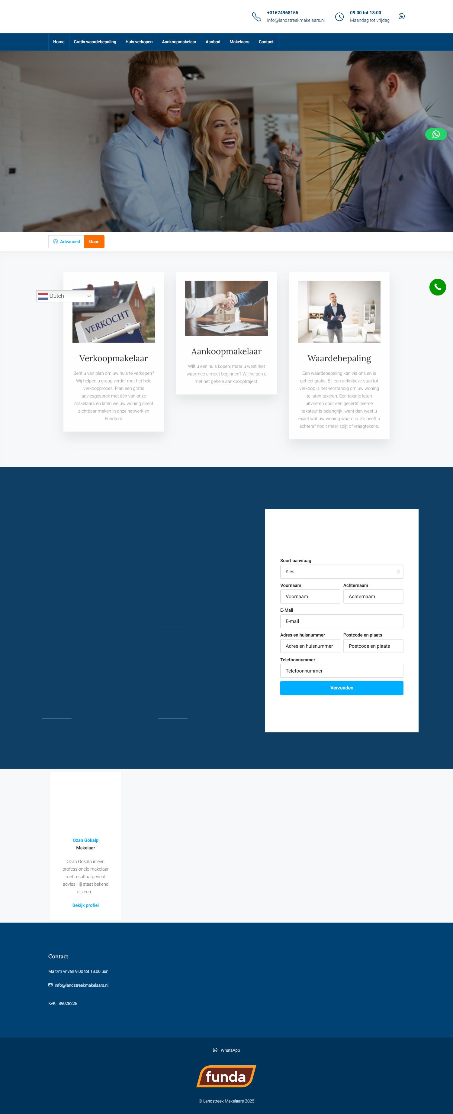Screenshot van de website van www.landstreekmakelaars.nl