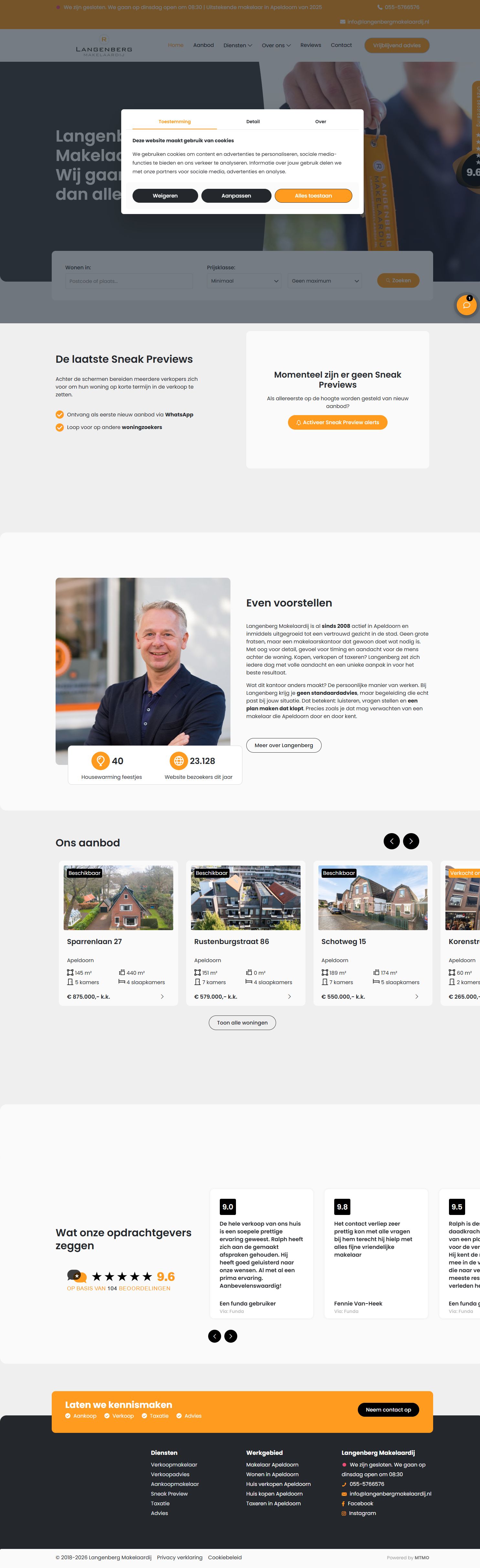 Screenshot der Website von www.langenbergmakelaardij.nl