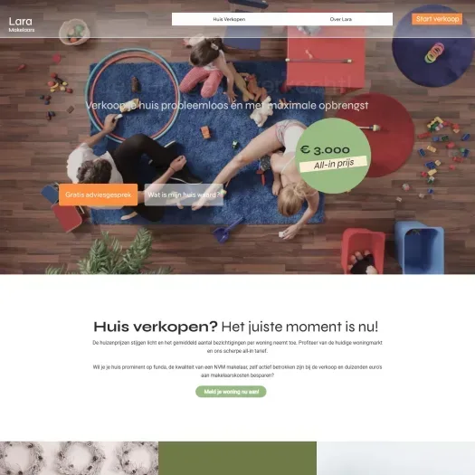 Screenshot van de website van www.laramakelaars.nl