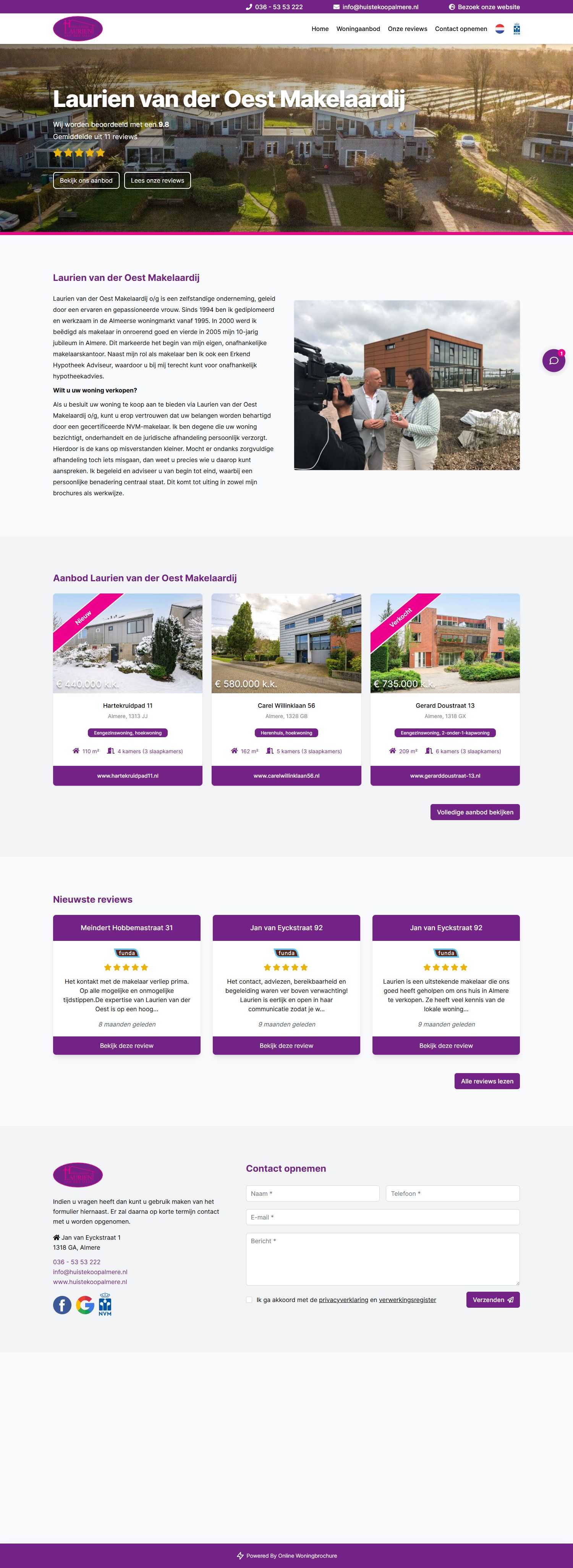 Screenshot der Website von www.huistekoopalmere.nl