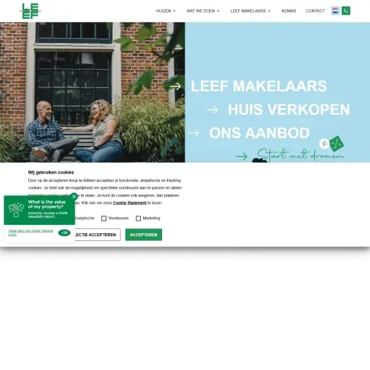 Screenshot of the website of www.leefmakelaars.nl