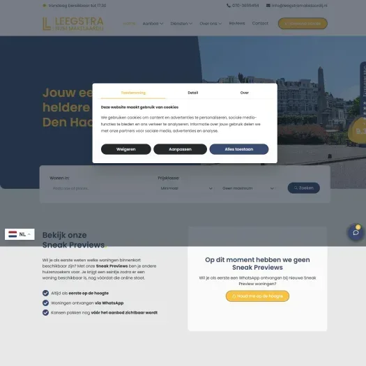 Screenshot van de website van www.leegstramakelaardij.nl