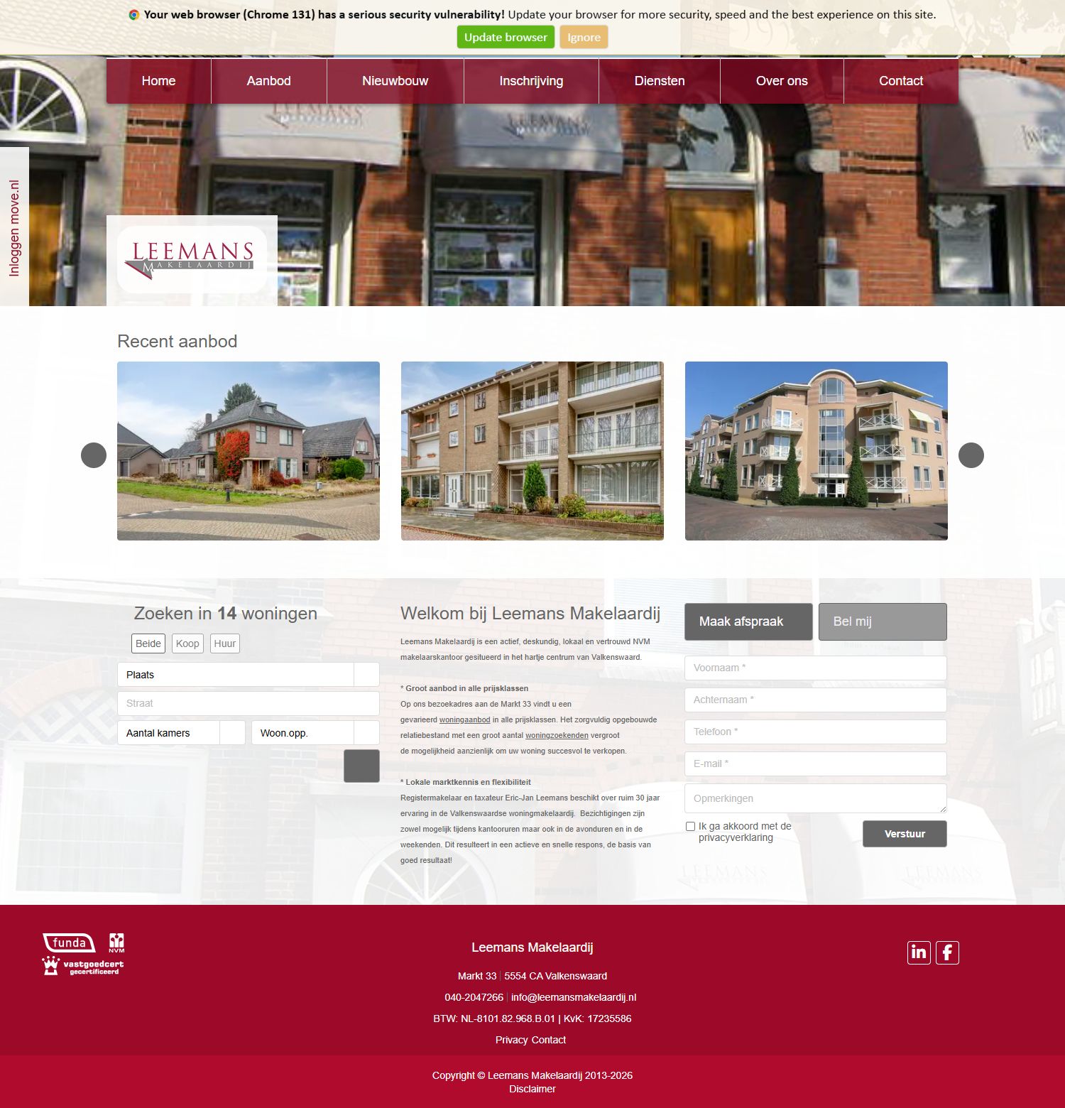 Screenshot der Website von www.leemansmakelaardij.nl