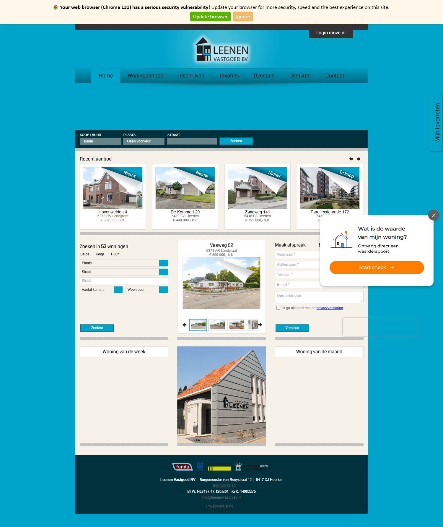Screenshot der Website von www.leenen-vastgoed.nl