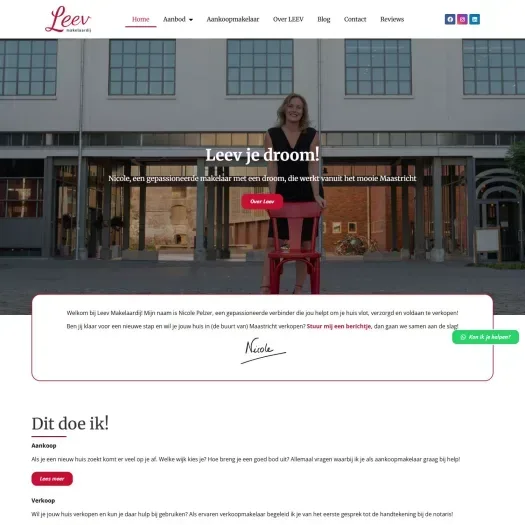Screenshot der Website von leevmakelaardij.nl