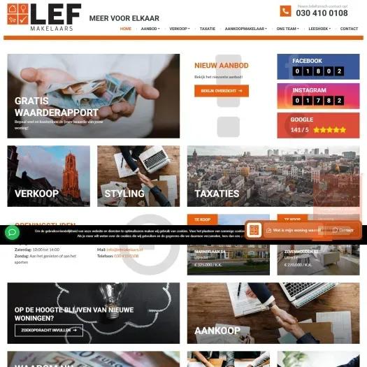Screenshot der Website von www.lefmakelaars.nl