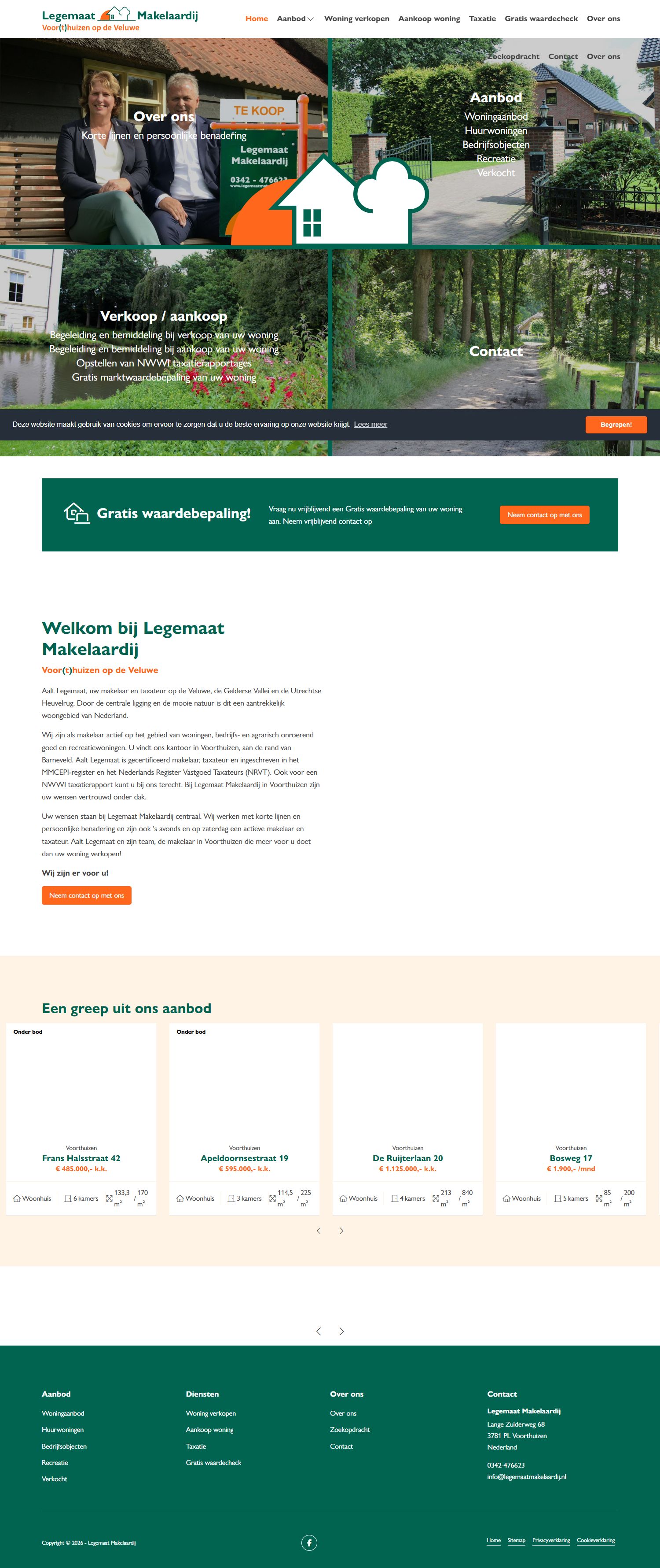 Screenshot der Website von www.legemaatmakelaardij.nl