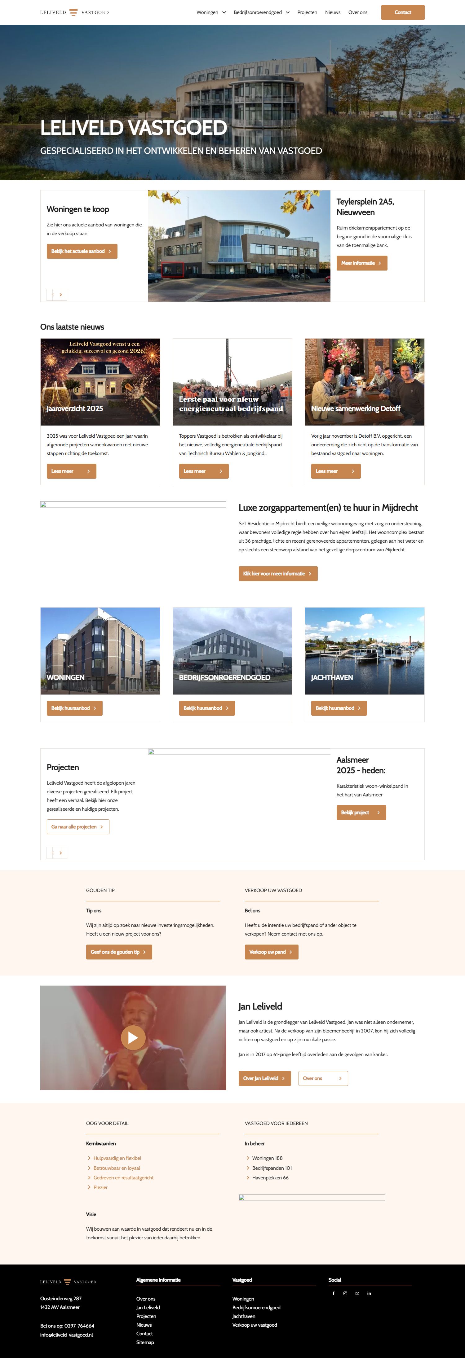Screenshot van de website van www.leliveld-vastgoed.nl