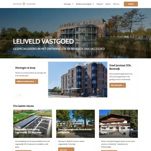 Screenshot van de website van www.leliveld-vastgoed.nl
