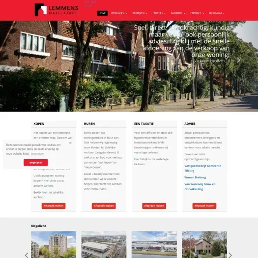Screenshot van de website van www.lemmens.nl