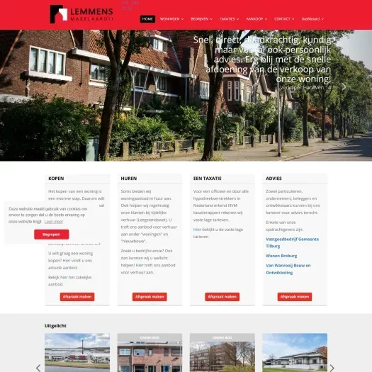 Screenshot van de website van www.lemmens.nl