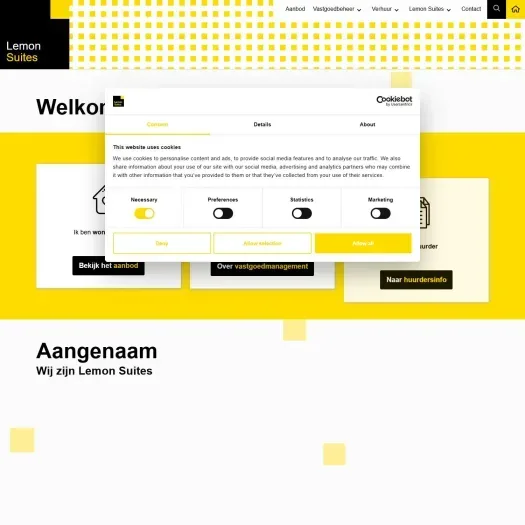 Screenshot van de website van www.lemonsuites.nl