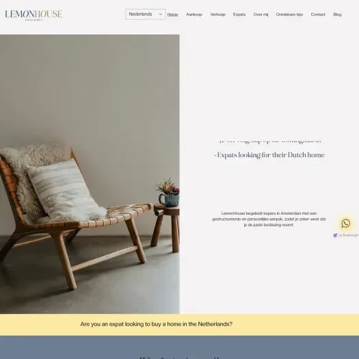 Screenshot van de website van www.lemonhouse.nl