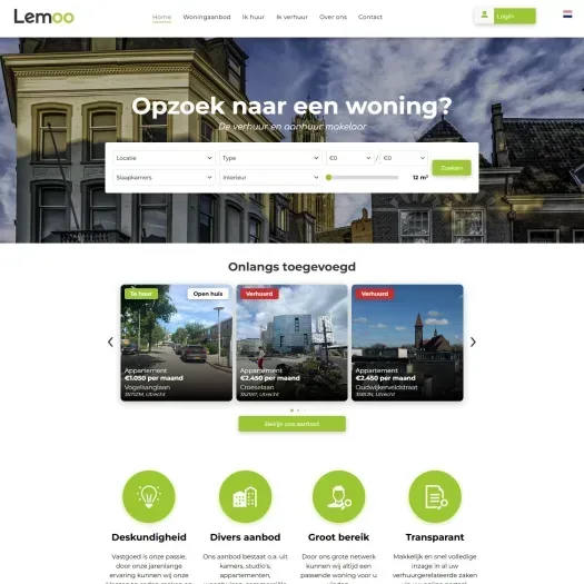 Screenshot van de website van www.lemoo.nl