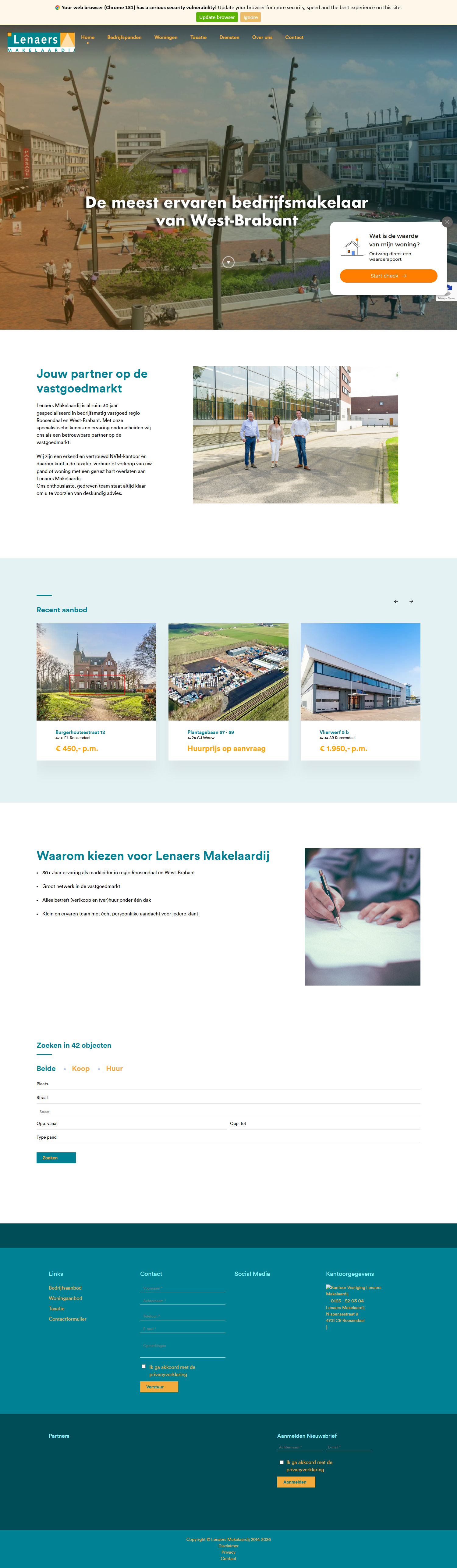 Screenshot of the website of www.lenaers.nl