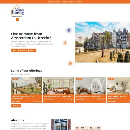 Screenshot of the website of www.lengershousing.nl