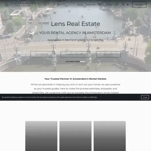 Screenshot of the website of www.lensrealestate.nl