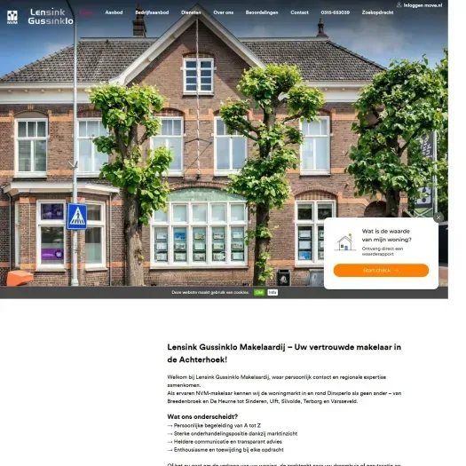 Screenshot van de website van www.lensinkgussinklo.nl