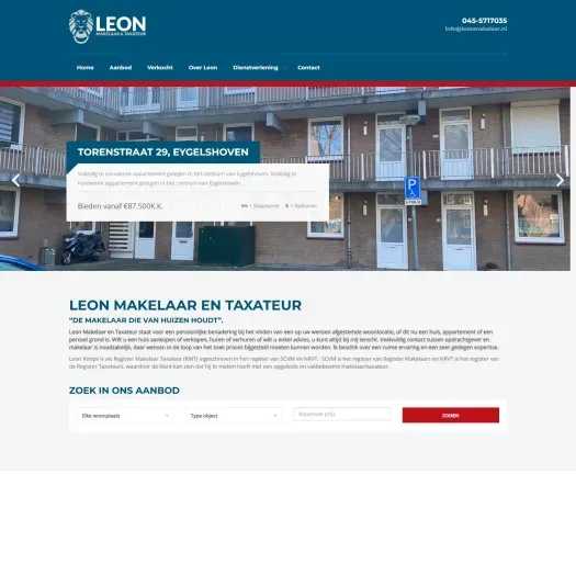 Screenshot van de website van www.leonmakelaar.nl