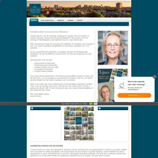 Screenshot van de website van www.eversmakelaars.nl